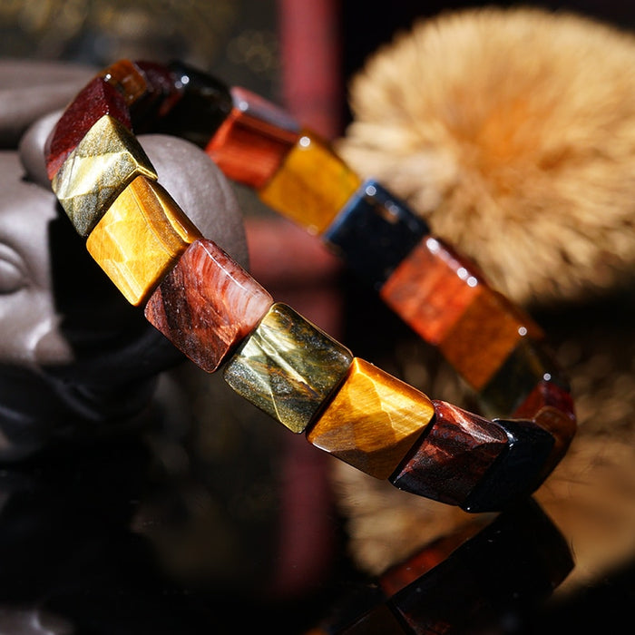Iregalijoy Colorful Tiger Eyes Natural Stone Beads Bangles Bracelets Handmade Jewelry Energy Bracelet for Women or Men