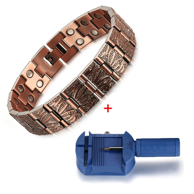 Iregalijoy Red Copper Magnetic Bracelet for Men Women Double Row Magnet Healthy Energy Bracelets &amp; Bangles Luxury Mens Jewellery