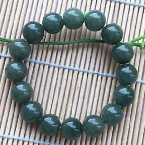 iregalijoy 100% Natural Grade A Jade 12mm Oil Blue Jadeite Beads Bracelets A++