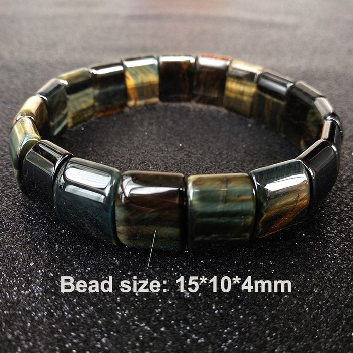 Iregalijoy Blue andYellow Magic Tiger Eyes Natural Stone Beads Bangles Bracelets Handmade Jewelry Energy Bracelet for Men