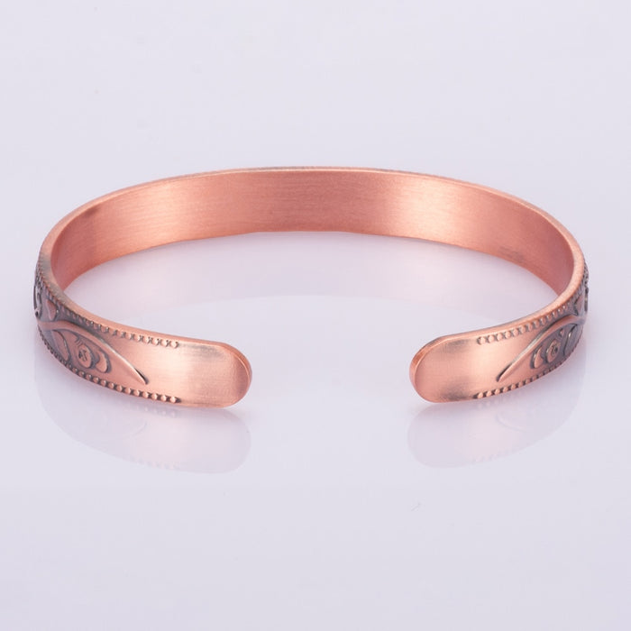 Magnetic Pure Copper Bracelet Femme Benefit 9mm Vintage Flower Energy Magnetic Copper Bracelet Adjustable Bracelet for Women