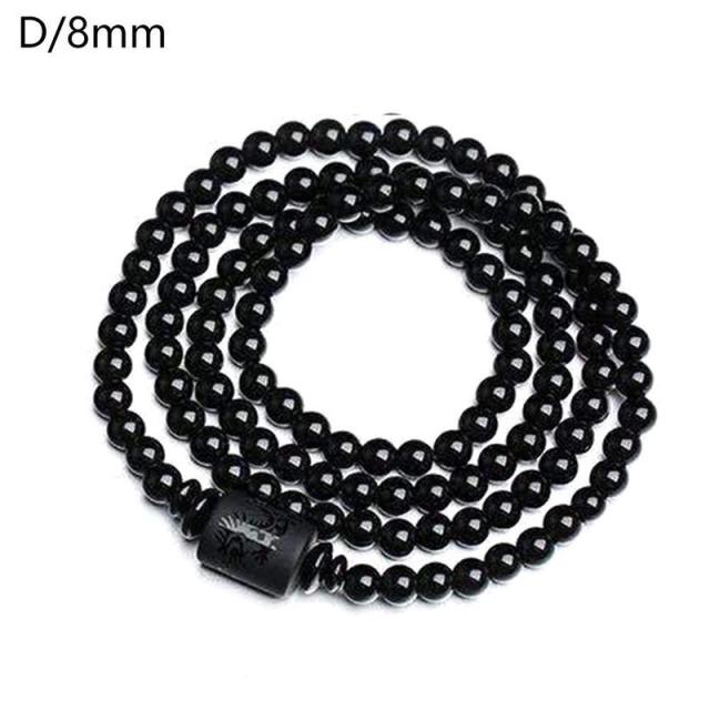 iregalijoy New Natural Black Obsidian Bead Dragon Phoenix Strand Bracelet For Men Women Couples Lovers Totem Buddha Lucky Amulet Jewelry