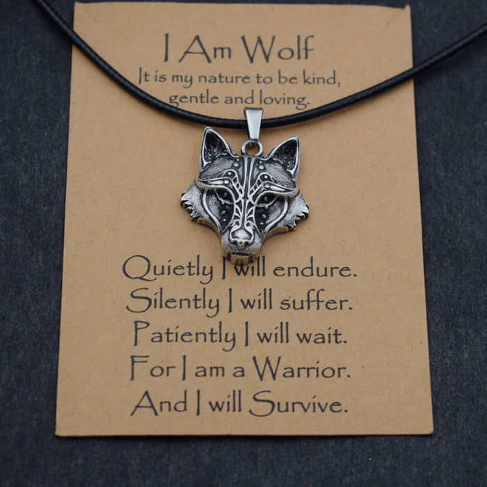 Iregalijoy Norse i am wolf Viking Celtics wolf necklace  Totem Amulet with card