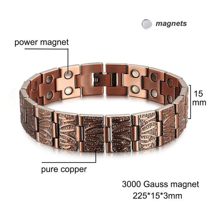 Iregalijoy Red Copper Magnetic Bracelet for Men Women Double Row Magnet Healthy Energy Bracelets &amp; Bangles Luxury Mens Jewellery