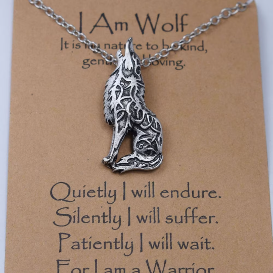 Norse i am wolf Viking Celtics wolf necklace Totem Amulet with card made of high-quality materials