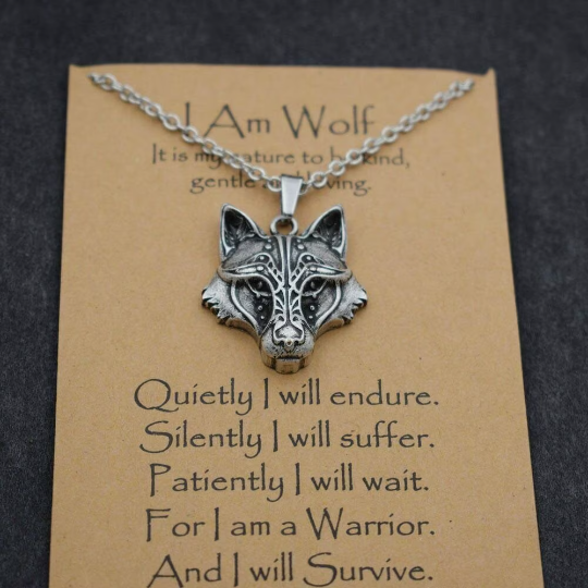 Norse i am wolf Viking Celtics wolf necklace Totem Amulet with card made of high-quality materials