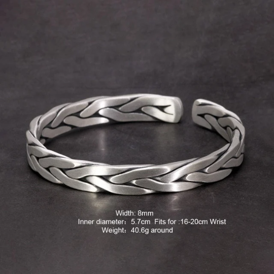 Heavy Solid 99.99 PERCENT PURE SILVER Twisted Bangles Men's women Sterling Silver Bracelet Vintage Armband Man Cuff